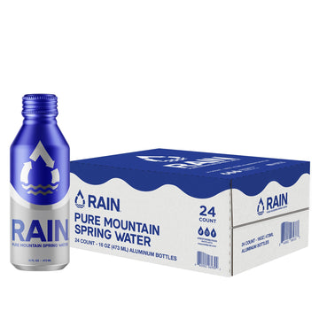Rain, Spring Water, 16 Oz, 24 Pack, Bottled At The Source, Plastic-Free Recyclable Eco Friendly Aluminum