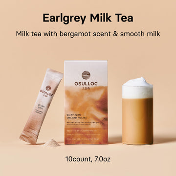 Osulloc Earl Grey Milk Tea (7Oz X 10 Packets), Easy On-The-Go Stick Type Powder Blended Tea, Earlgrey With Bergamot Scent Mixed,