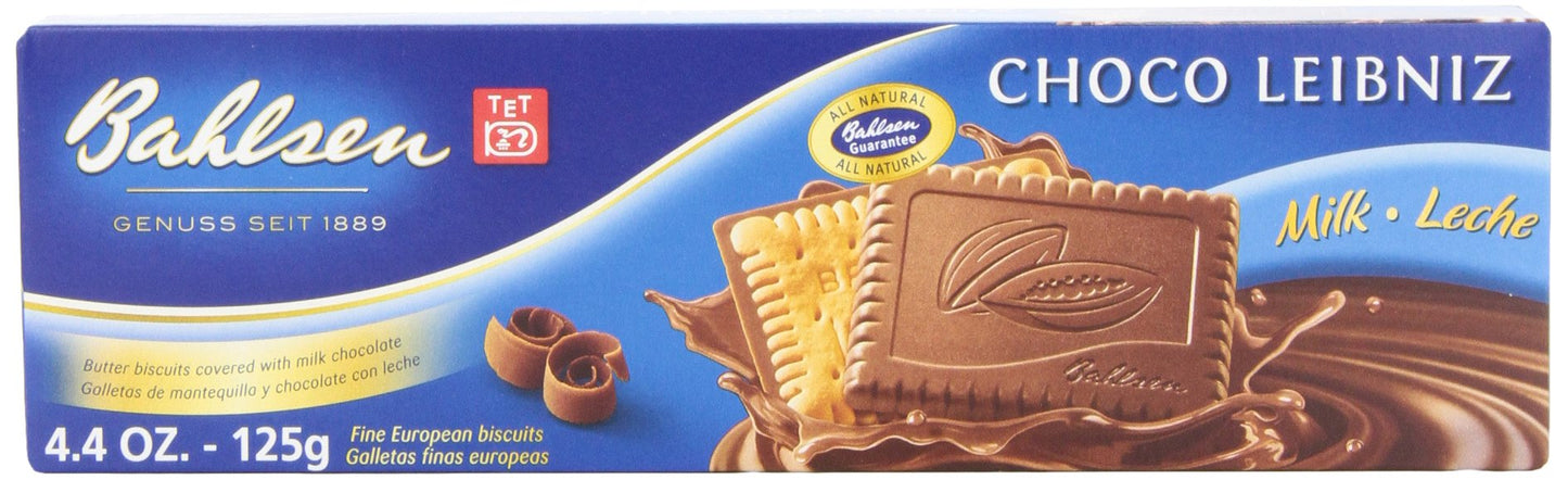Bahlsen Leibniz Milk Chocolate Cookies, 4.4-Ounce Boxes (Pack Of 12)