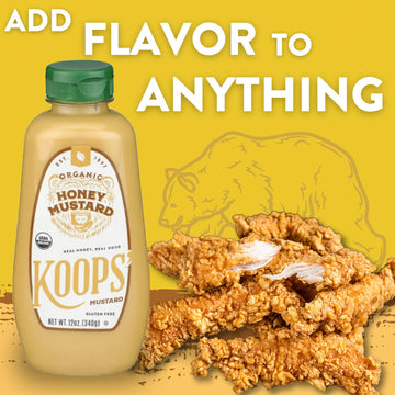 Koops' Organic Honey Mustard - Gourmet Mustard, Gluten-Free, Kosher, Made In Usa, From Quality Mustard Seeds, Honey Mustard Sauc