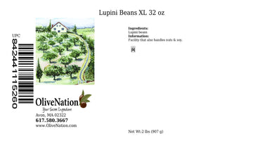 OliveNation Extra Large Dry Lupini Beans, High Protein Legume for Authentic Mediterranean Flavor, Non-GMO, Gluten Free, Kosher,