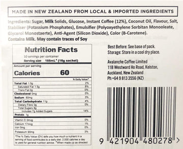 Avalanche Cafe Style Sweet Coffee Box, 10 Sticks (Hazelnut Latte)