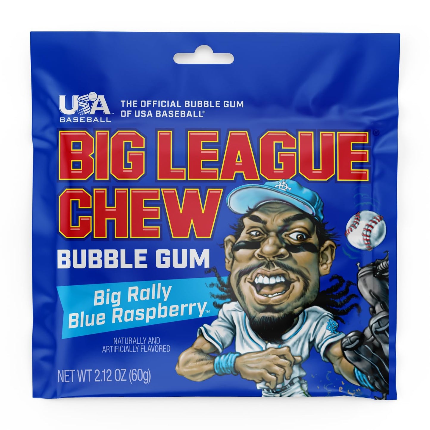 Big League Chew Big Rally Blue Raspberry Bubble Gum - Bold Blue Raspberry Blast | Perfect for Baseball Games, Teams, Concessions
