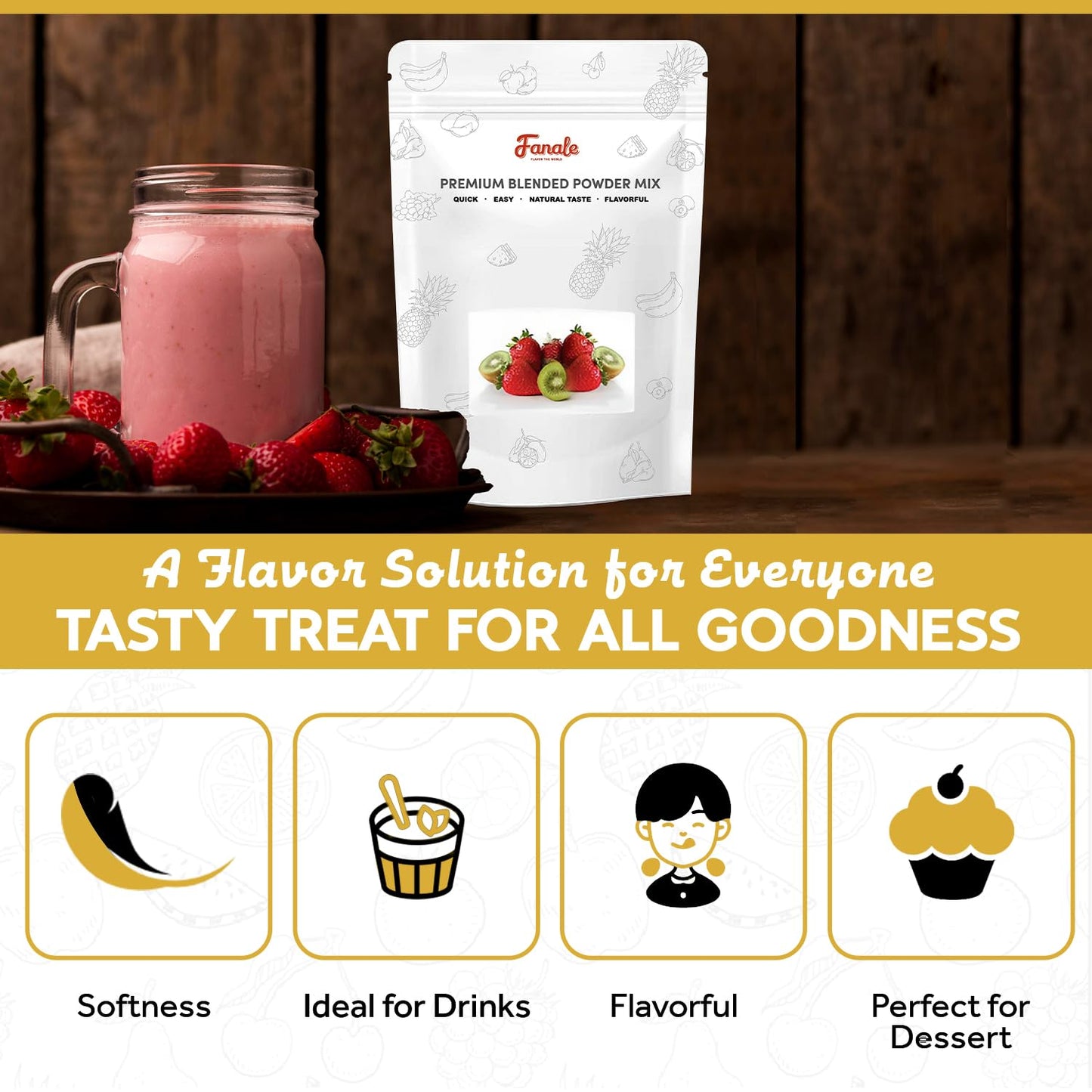Fanale Strawberry Bubble Tea Flavoring Powder | 2.2 lbs | Perfect for Baking, Smoothies, Desserts, and Drinks