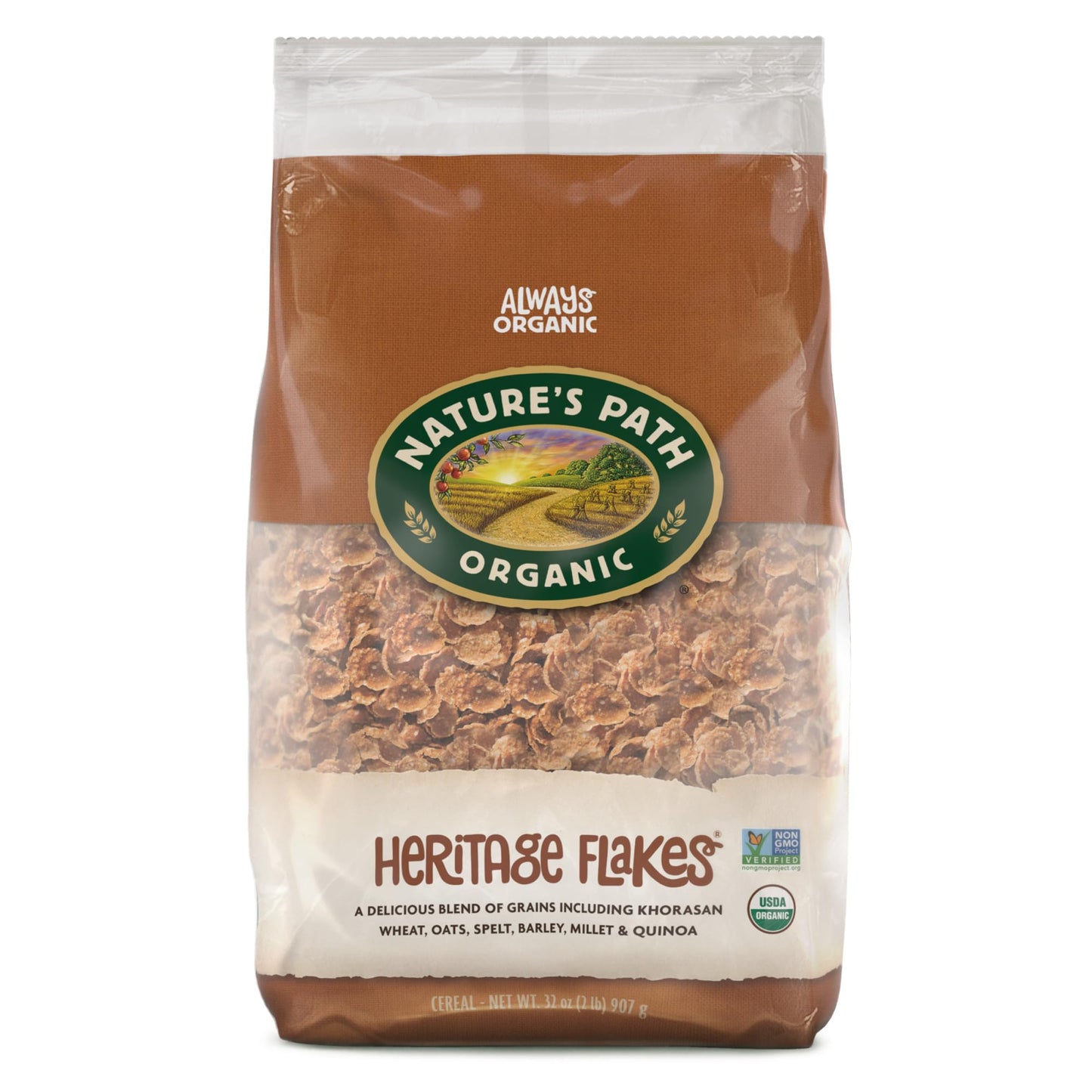 Nature's Path Organic Heritage Flakes Cereal, 32 oz (Pack of 1), Non-GMO, Earth Friendly Packaging