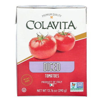 Colavita Italian Diced Tomatoes, Perfect For Chunky Sauces And Pasta Dishes, Or As A Topping For Bruschetta And Soups, Tetra Recart Box, Eco-Friendly, Sustainable 13.76 Ounce (Pack Of 16)