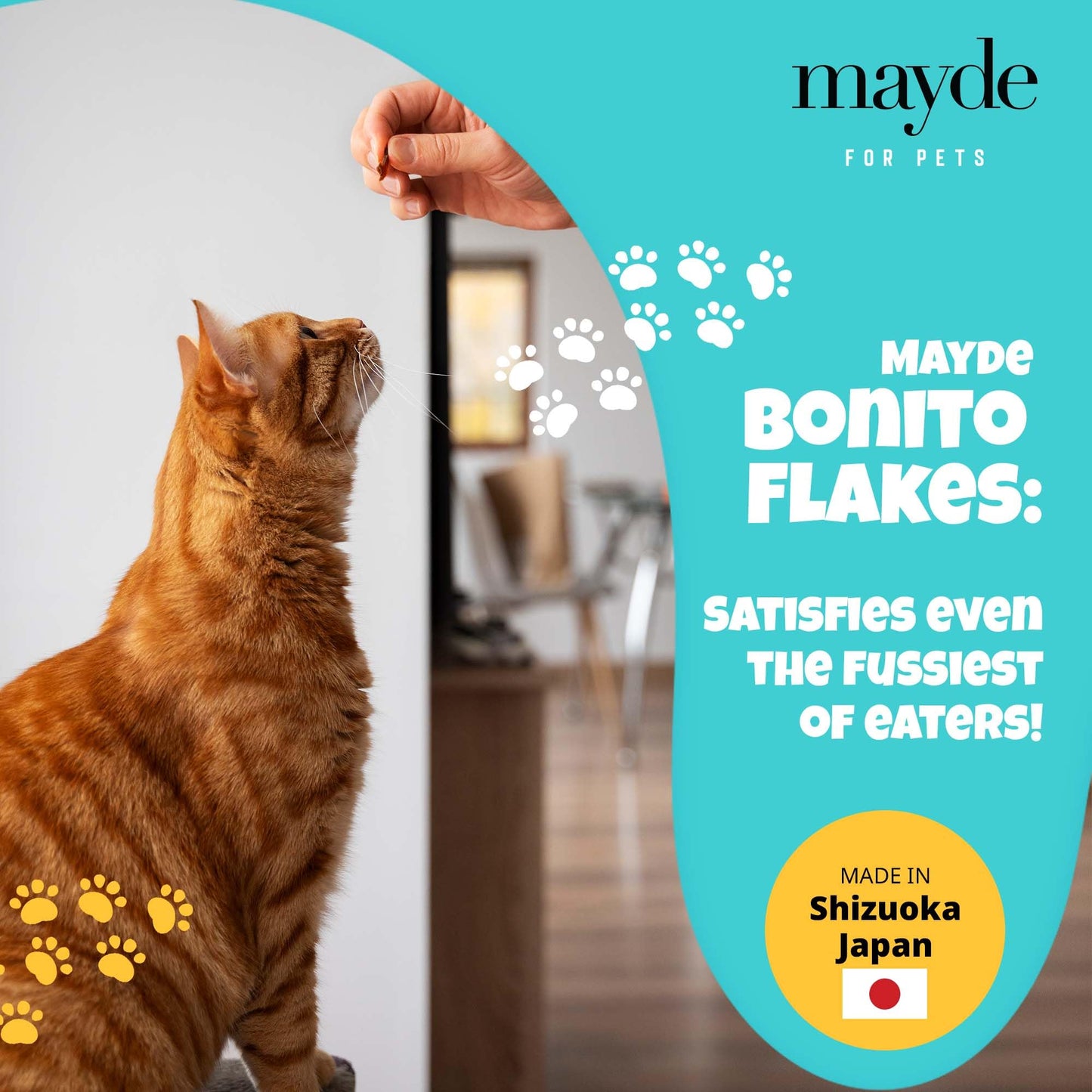 Mayde Bonito Flakes For Cats & Dogs, All-Natural High-Protein Treats, Extra Large 4Oz Bag, 3-Pack