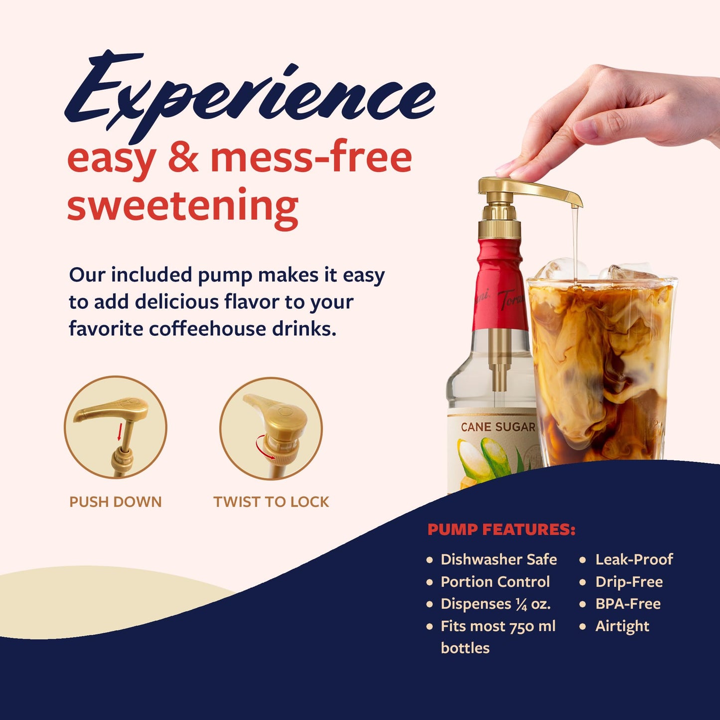 Torani Puremade Cane Sugar Syrup, Simple Syrup For Drinks & Desserts, Pump Included, 25.4 Oz