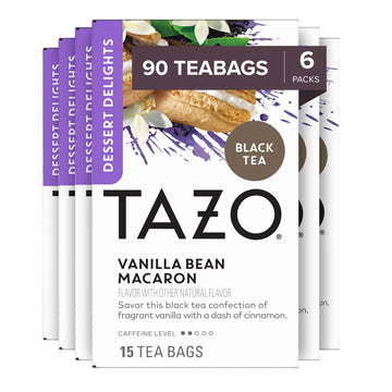 TAZO Dessert Delights Vanilla Bean Macaron Tea Bags, Sugar and Calorie Free, 15 Count (Pack of 6)