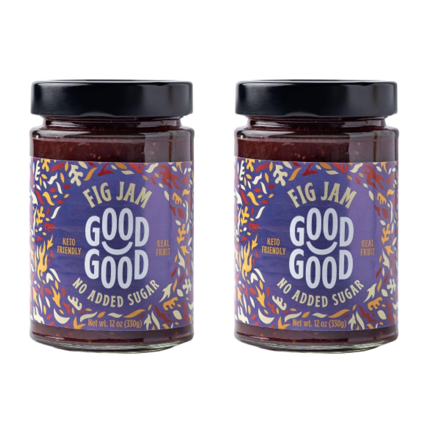GOOD GOOD Fig Jelly - 12 oz / 330 g - Keto Friendly No Added Sugar Fig Jam - Keto - Vegan - Gluten Free - Diabetic - 12 Ounce (P