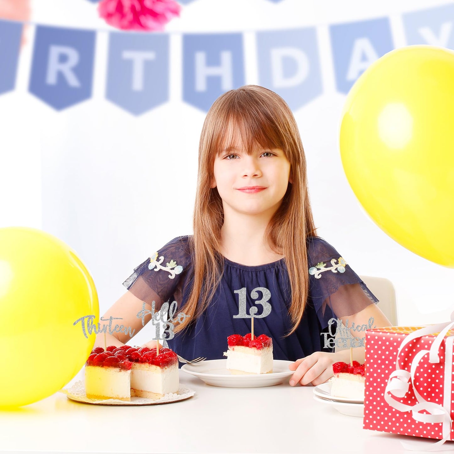 48Pcs 13Th Birthday Cupcake Toppers Glitter Hello 13 Cupcake Topper 13 Official Teenager Thirteen Cupcake Picks For Happy 13Th B