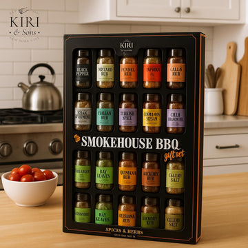 Kiri & Sons BBQ Gourmet Grilling Spice Set - 20 Flavors in Glass Bottles, Perfect Father's Day Gift, 30 Ounce Seasonings