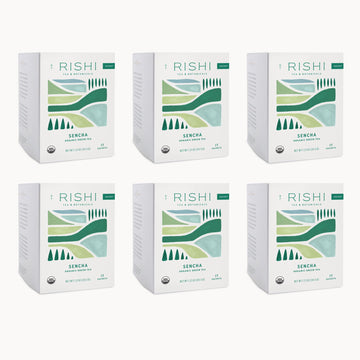 Rishi Tea Sencha Green Tea | USDA Organic Direct Trade Sachet Tea Bags Certified Kosher Caffeinated Japanese Green Tea | 15 Count (Pack of 6)