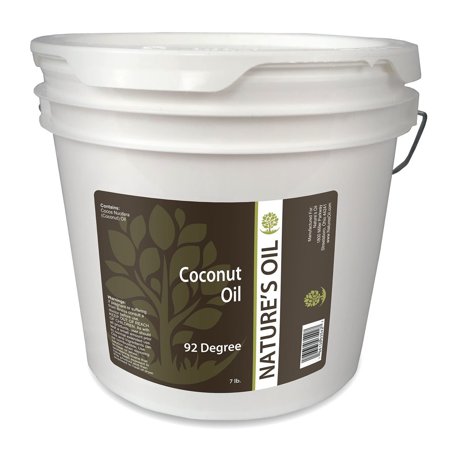 Nature's Oil Coconut 92 Degree, Naturally Refined, 7lbs (1 Gallon)