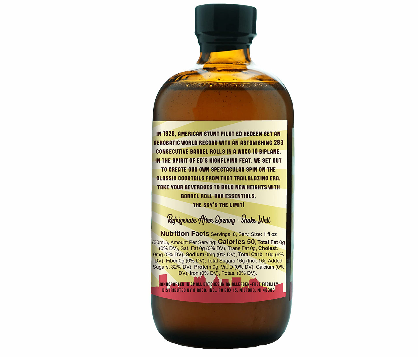 Barrel Roll Bar Essentials spirit-inspired flavor Sour Cocktail Mix - All-Natural Small Batch Syrup - 8 Fl Oz