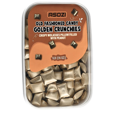 Peanut Butter Pillows Old Fashioned Candy-1Lb Golden Crunchies Molasses Peanut Butter Candy, In Resealable Bags - Perfect For The Holidays And Gifts 16Oz By Asozi
