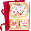 Happy Birthday Cookies Gift Basket For Women And Girls Her Decorated Sugar Cookie Gift Box Floral | Nut Free | 3 Pack | Kosher