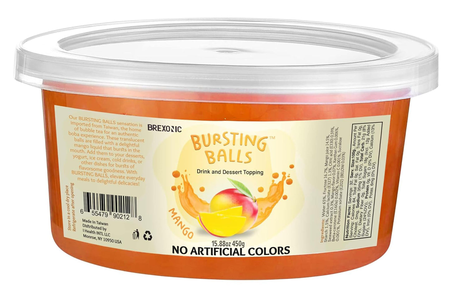 Mango Boba Pearls, Popping Boba Bursting Bubble Tapioca Pearls For Bubble Tea, No Artificial Colors (1 LB Pack of 1)