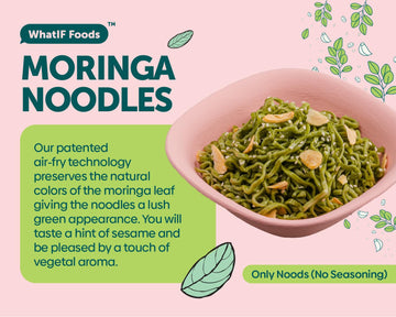 Healthy Instant Moringa Noodles Unflavored | 17g Protein & 5g Fiber, Vegan, Air Fried, Lower Sodium, | For Ramen, Wok, Stir Fry