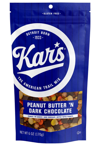Kars Nuts Peanut Butter N Dark Chocolate Trail Mix - 6 oz Resealable Pouches, Pack of 6 - Gluten-Free Snack Mix