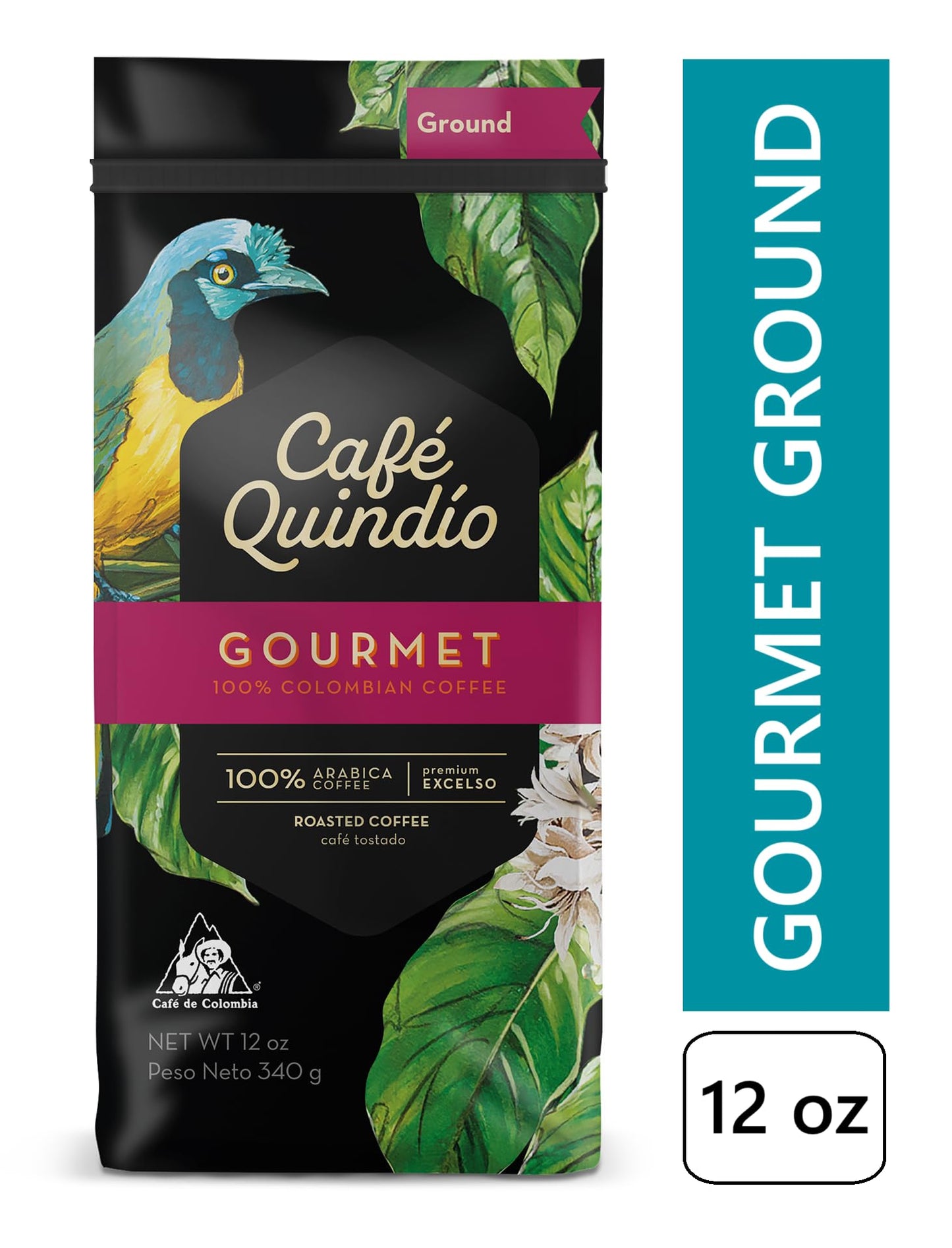 Cafe Quindio Gourmet - Medium Roast 100% Colombian Excelso Ground Arabica Coffee - 12 Ounce Bag (340G) (Pack Of 1)