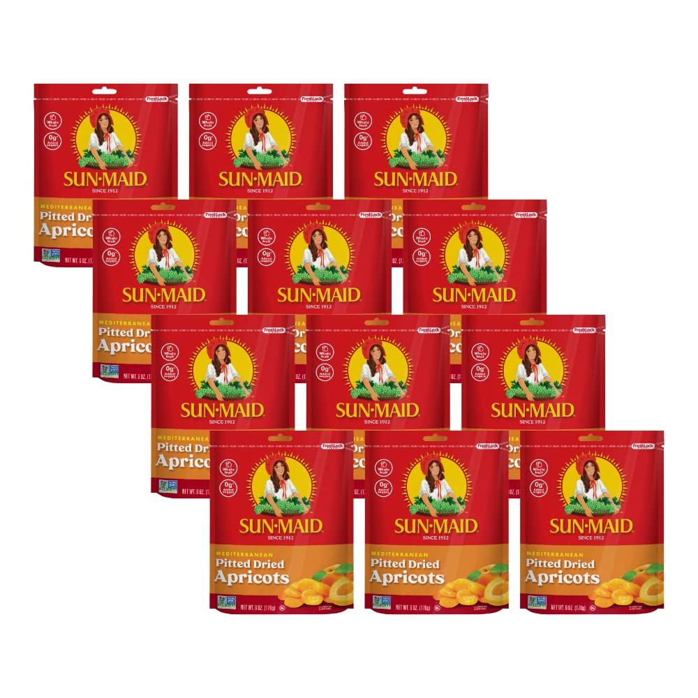 Sun Maid Mediterranean Apricots Pouches, 6 Ounce (Pack of 12)