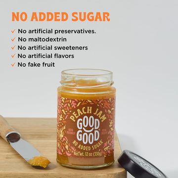 Good Good Sweet Peach Jam - Low Calorie, Low Carb & No Added Sugars - Keto Friendly Jelly - Vegan - Gluten Free - Preserves - 12 Ounce (Pack Of 1)
