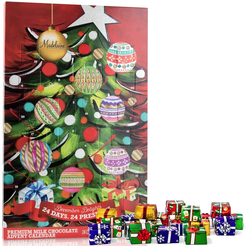 Madelaine Chocolate Christmas Tree Countdown Advent Calendar Filled With 24 Premium Milk Chocolates Bite-Sized - 8Oz Wrapped In