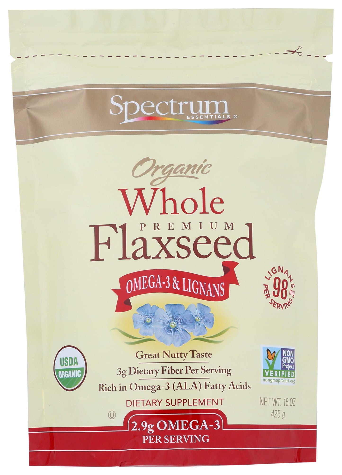 Spectrum Organic Whole Flaxseed 15 oz