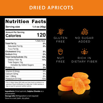 Biomey Big Size Dried Turkish Apricots 2 LB - No Added Sugar - Vegan - Non-GMO - Superfood Healthy Snack - Great Source of Potassium & Fiber - Gluten Free Kosher and Vegan