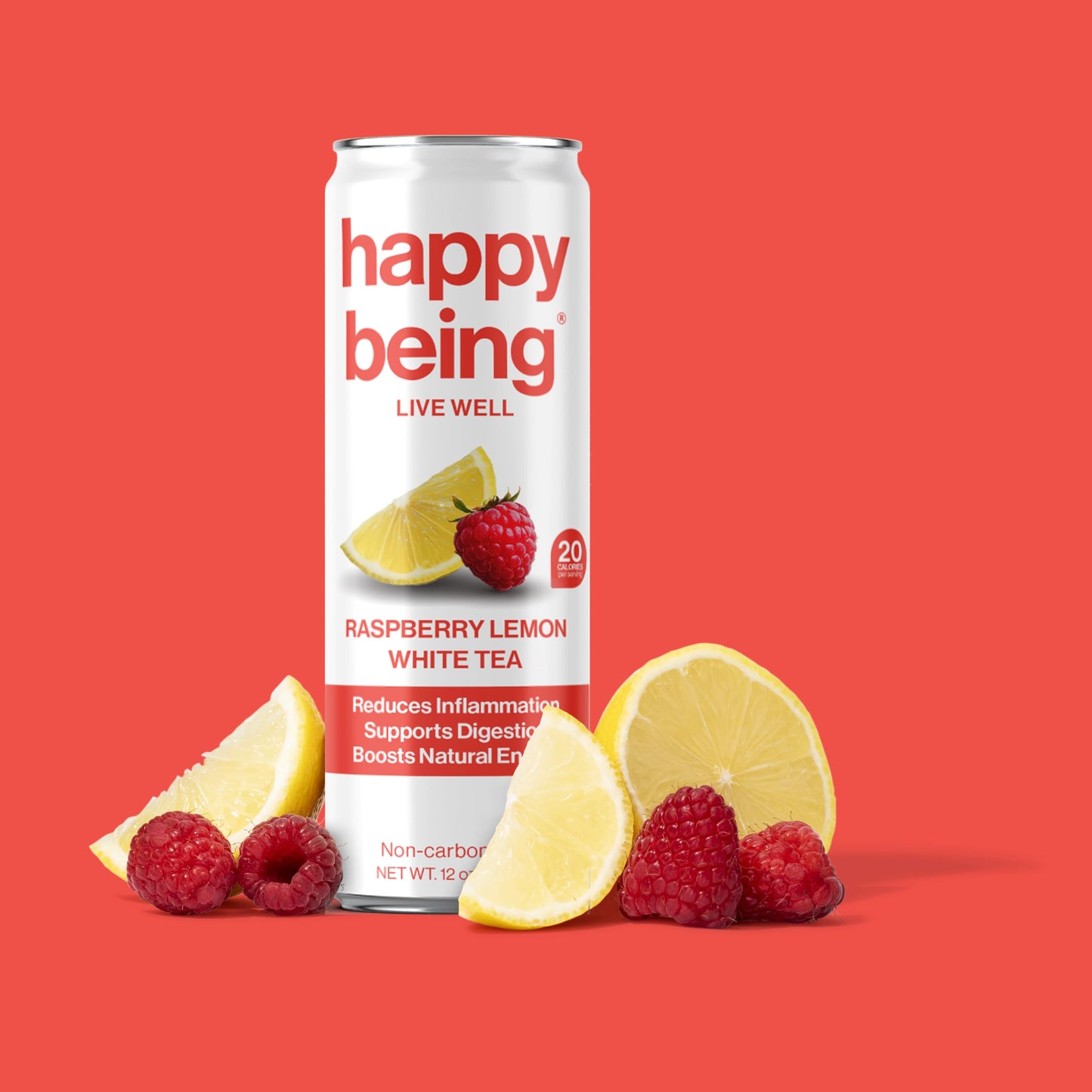Happy Being Organic White Tea Sampler Pack - 16 Cans, Infused with Turmeric & Elderberry, Flavors: Blueberry, Blackberry Citrus, Raspberry Lemonade, Peach Rose