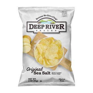 Deep River Snacks Original Sea Salt Kettle Cooked Potato Chips, 2 Ounce (Pack of 24) - Crunchy, Flavorful Snack for Any Occasion