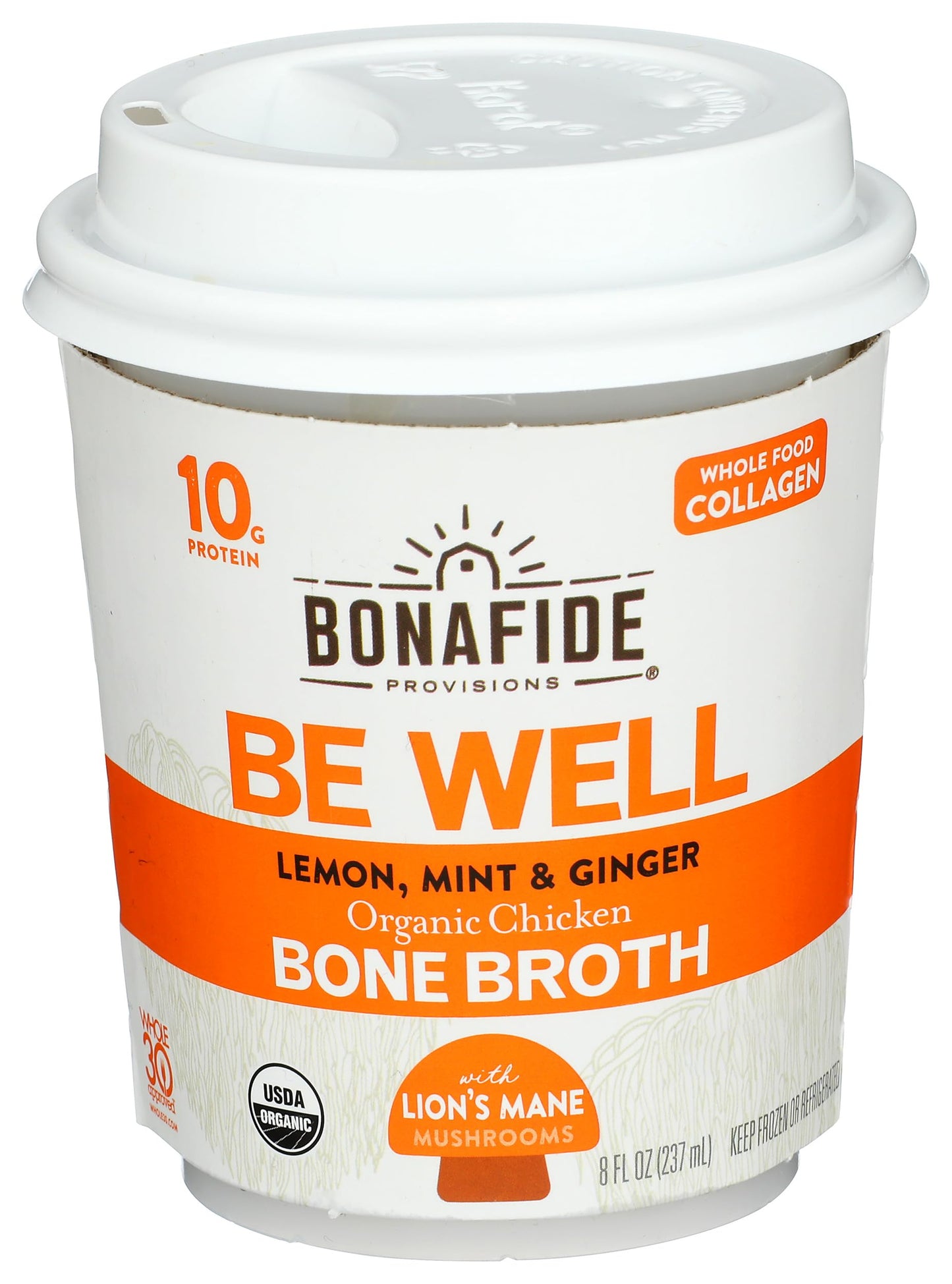 Bonafide Provisions Fresh Organic Be Well Broth with Lemon, Mint & Ginger Organic Chicken Bone Broth, Frozen 8 fl oz - Gluten-Fr