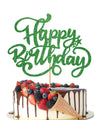 Crseniny Happy Birthday Cake Topper,Green Glitter Birthday Sign Cake Decorations,Anniversary Party/Birthday Party Decoration Sup
