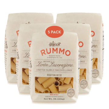 Rummo Rigatoni Pasta N.50 - Rigatoni Pasta Noodles, Italian Tube Pasta, Bronze Cut Pasta, Dry Pasta, Durum Wheat Pasta - 16 Ounce (Pack Of 5)