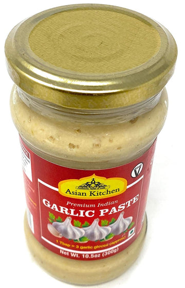 Asian Kitchen Garlic Cooking Paste 10.5Oz (300G) Glass Jar ~ Vegan | Gluten Free | Non-Gmo | No Colors | Indian Origin