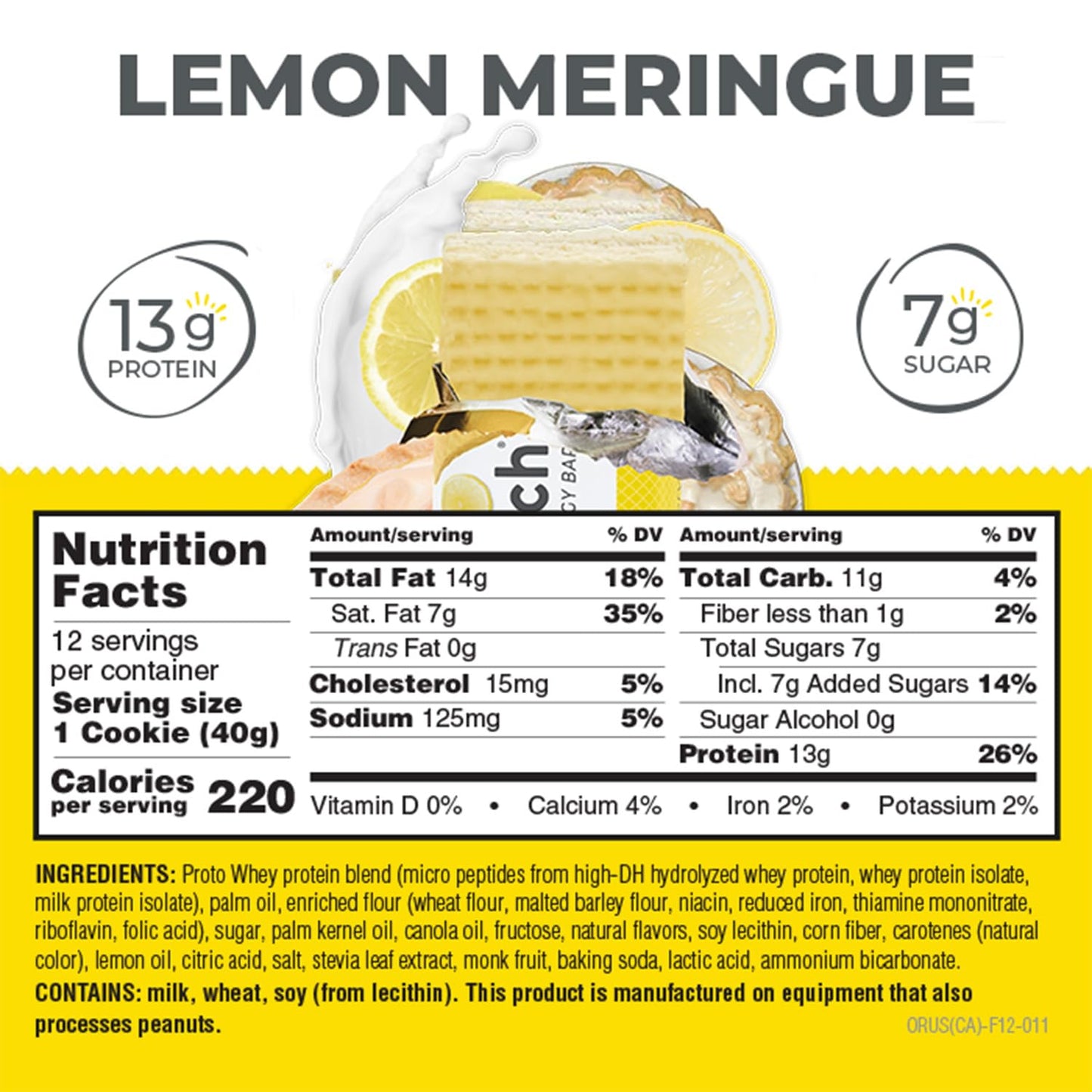 Power Crunch Protein Wafer Bars, High Protein Snacks With Delicious Taste, Lemon Meringue, 1.4 Ounce (12 Count)