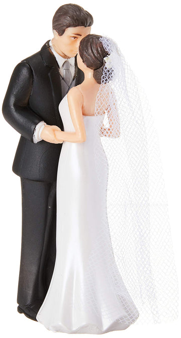 Elegant Bride & Groom Wedding Cake Plastic Topper With White Mesh Veil - 4.5'', 1 Piece - Perfect For Engagement Parties, Bridal