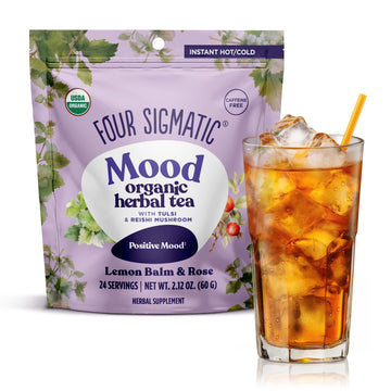 Four Sigmatic Mood Organic Herbal Tea | Enhance Emotional Well-Being With Tulsi & Reishi Tea | Calming Lemon Balm Tea W/Adaptoge