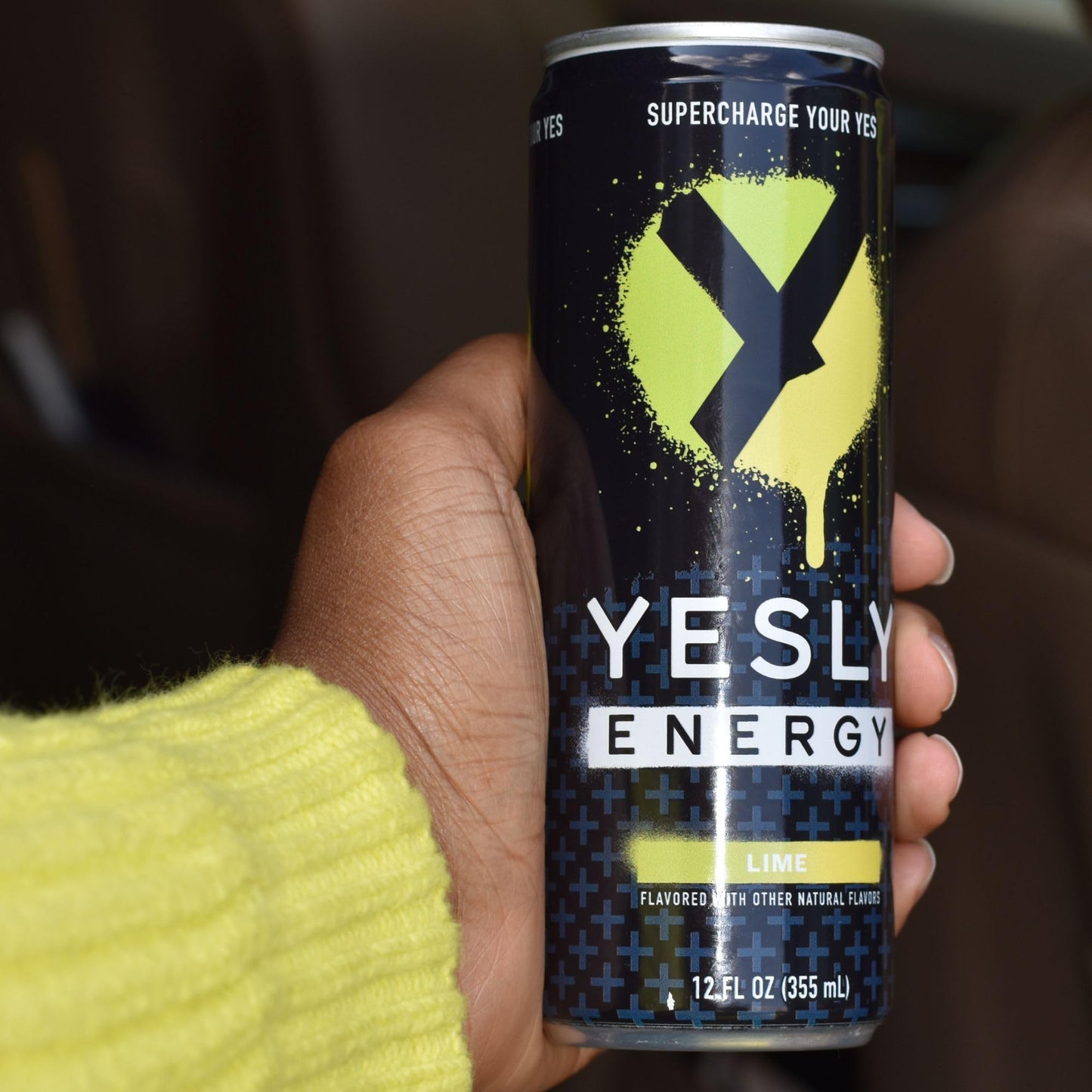 Yesly Energy Drink Lime Naturally Flavored Sparkling Energy Drink With Electrolytes Magnesium Potassium Vitamin C B6 & B12 Natural Caffeine From Green Tea Zero Sugar 12 Fl Oz Cans 12 Pack