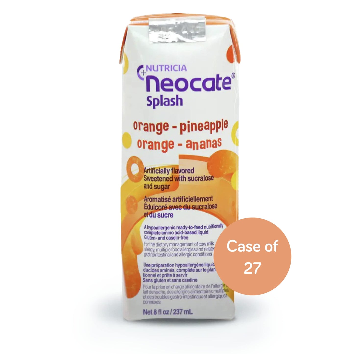 Nutricia Neocate Splash - Ready-to-Feed Hypoallergenic, Amino Acid-Based Toddler and Junior Formula - Orange-Pineapple - 8 fl oz