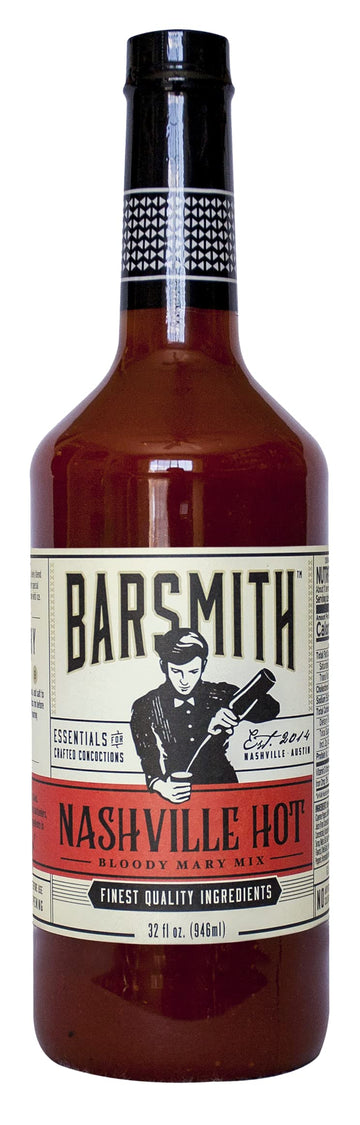 Barsmith Bar Essentials Nashville Hot Bloody Mary Mix, Lively Blend of Tomatoes, Horseradish and Spices, 32-oz Bottle, Pack of 1