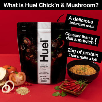 Huel Hot and Savory Instant Meal Replacement - Spicy Indian Curry - 14 Scoops - 1.47 Pound