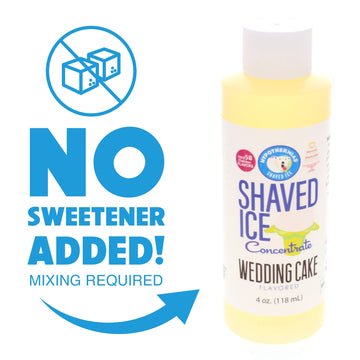 Hypothermias Shaved Ice And Snow Cone Syrup Unsweetened Flavor Concentrate - 4 Fl Oz - Makes 1 Gallon Of Ready To Use Syrup - We
