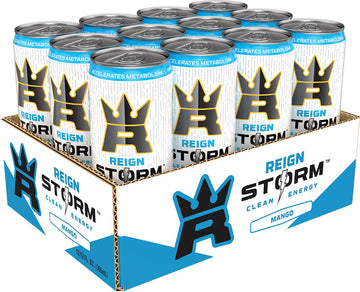REIGN Storm Energy Drink, Mango Flavor, 12 Fl Oz, Pack of 12