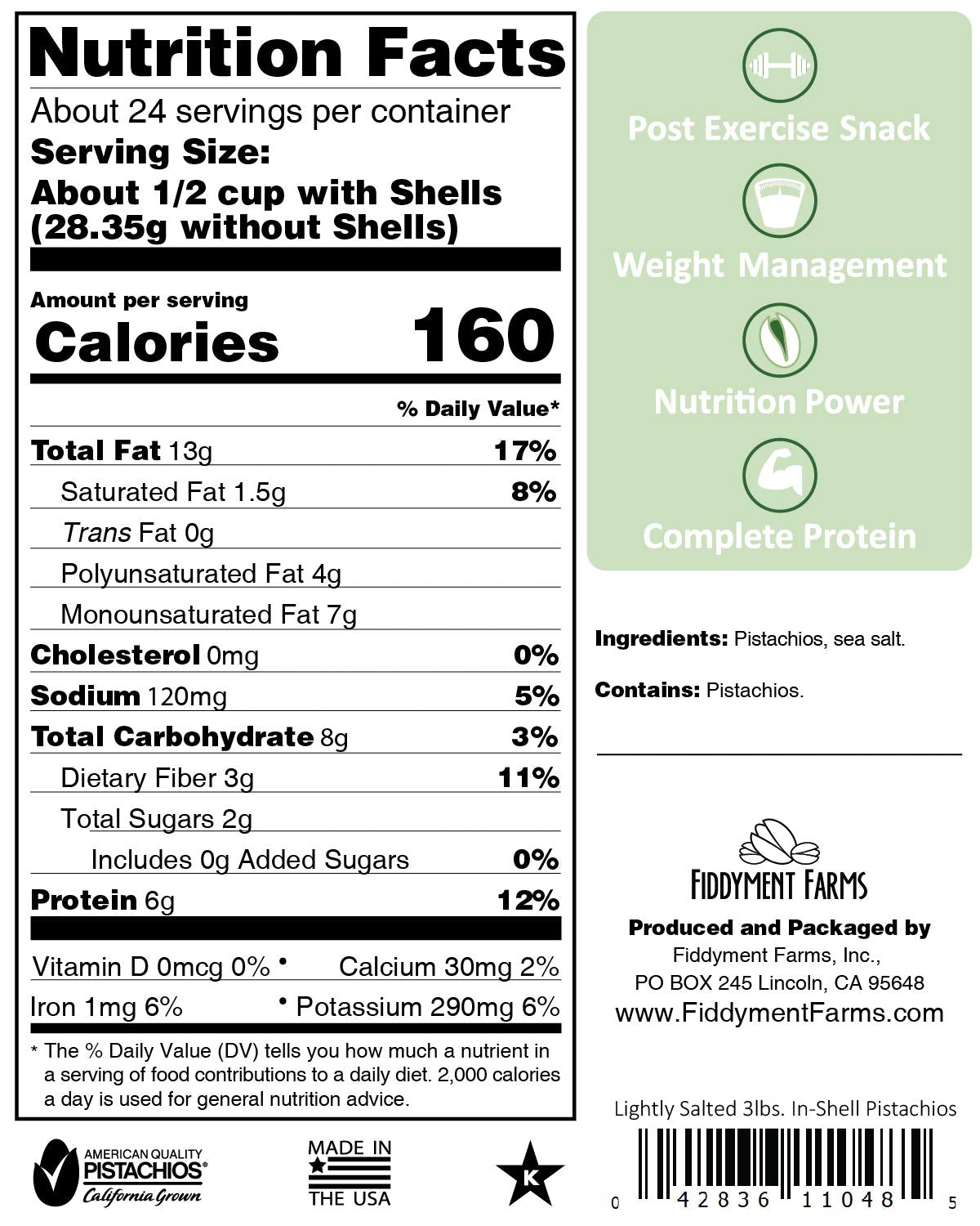 Fiddyment Farms 3 Lb Lightly Salted In-Shell Pistachios