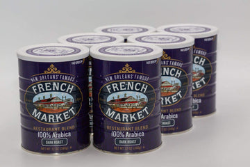 French Market Coffee & Chicory Restaurant Blend Dark Roast Ground Coffee, 12oz Can (Pack of 6)