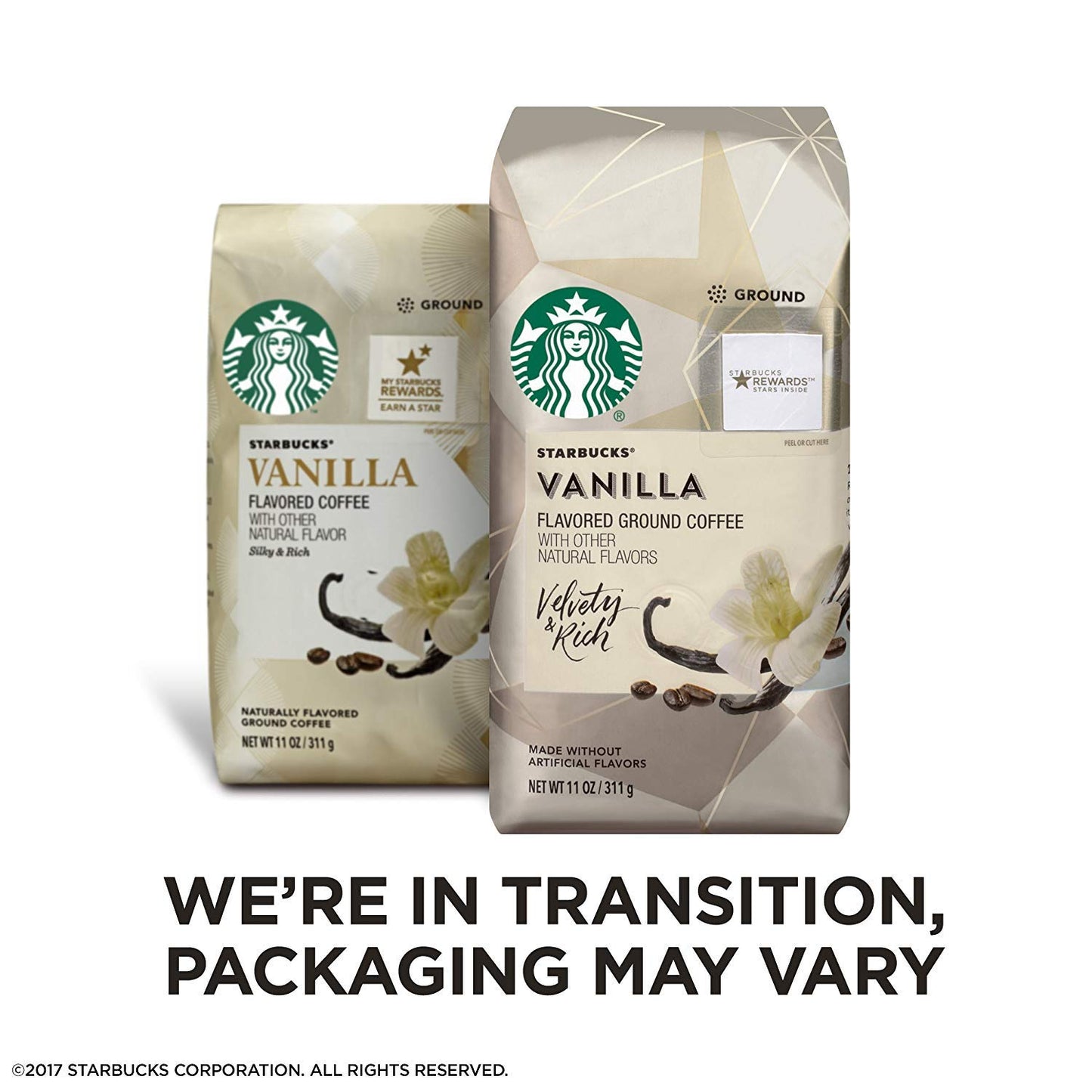 Starbucks Ground Coffee, Vanilla Flavored Coffee, Naturally Flavored, 100% Arabica, 6 Bags (11 Oz Each)