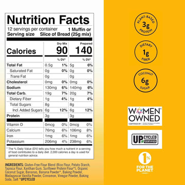 Bake Me Healthy - Gluten & Dairy Free Banana Bread & Muffins Baking Mix, Vegan, Non-GMO, 65% Lower Sugar, Allergy-Friendly, Plan