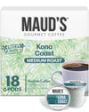 Maud's Kona Coffee Pods, 18 ct, Medium Roast Coffee in Recyclable Single Serve Pods - 100% Arabica Coffee, Compatible with Keuri